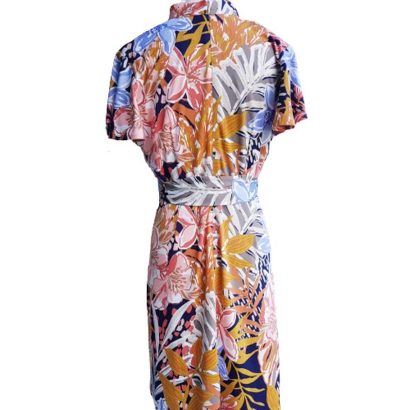 Womens M Nicole Miller Safari Coastal Grandmother Short Sleeve Dress - Picture 4 of 6